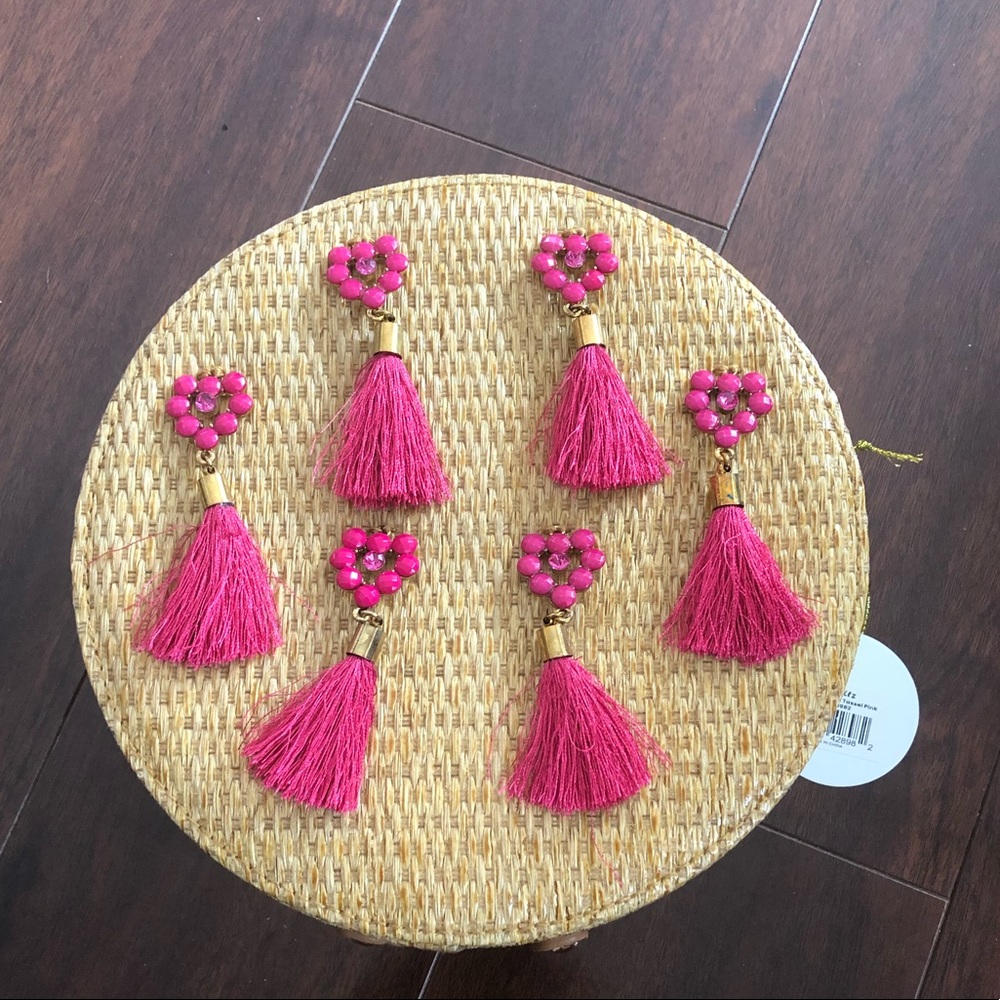 ⭐️NEW Bewaltz Woven Straw Circle Crossbody Handbag With Pink Tassels
